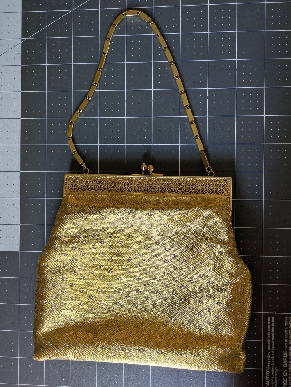 Vintage Gold Evening Small Handbag with Chain Strap
